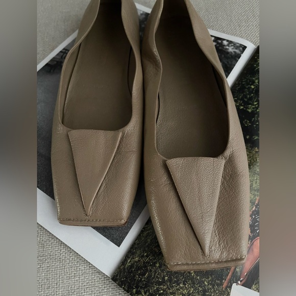 Jil Sander Square Toe Leather Ballet Flats In Tan Size 36 (US 6) - Picture 12 of 13